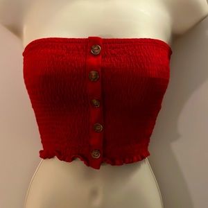 Express strapless crop top.